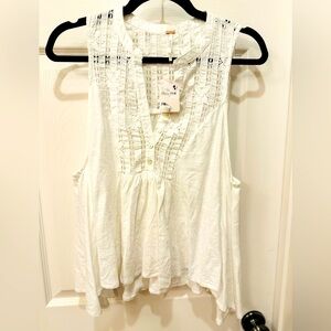 Free People White Sleeveless Blouse